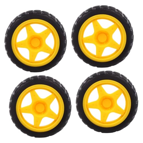NOLITOY 4個 プラスチック製 車輪 耐久性ラバー素材 ロボット ライン追跡車対応 簡単交換可能 多用途カー トラック ボート模型パーツ
