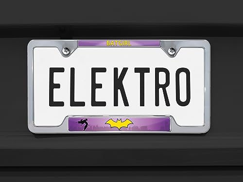Elektroplate Officially Licensed - DC Comics Batgirl Chrome-Plated All-Metal Open Corner Superhero License Plate Frame Tag Holder for Cars/SUVs/Trucks Weather-Proof Automotive Accessory