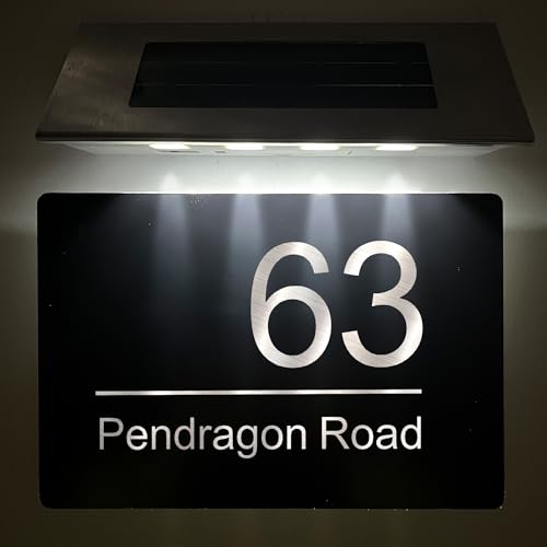Solar House Number Plaque, Composite Aluminium, Solar-Design 2