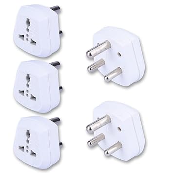 MX 3 PIN (Type-D) Universal Socket Plug,Worldwide Travel Adaptor, Multi Plug, Conversion Plug, Socket Connector (Converts 15 Amps to 5 Amps) PC Moulded Pack of 5