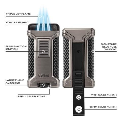Encendedor Colibri Ascari Triple Jet Torch Metal Rojo Negro miniatura 2
