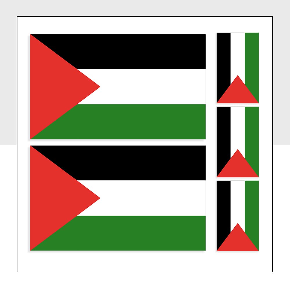 Mixed Pack of 5 State of Palestine Flag Sticker Waterproof PSE Flag Labels for Bike Van Windows Laptop iPad Helmet Bumpers Packwith® #P1044
