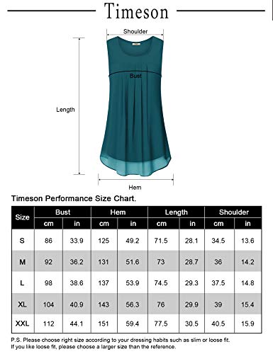 Timeson Black Tunic Tops For Women,Summer Chiffon Blouse For Business Work Sleeveless Tank Tops For Leggings Ladies Camisole Dressy Shirts Pleated Front Layers Swing Office Tanks Blouse Black X-Large #TOP5