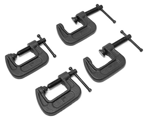 WEN CLC108 Heavy-Duty Cast Iron C-Clamps with 1-Inch Jaw Opening and 0.8-Inch Throat 4 Pack