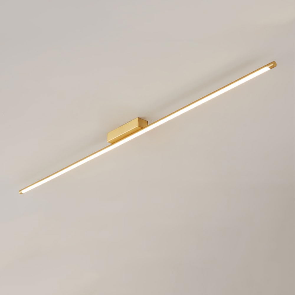 LTBFDDC Sturdy Durable Copper Modern LED Minimalist Long Strip Ceiling Lights Lighting Fixture Linear Semi Flush Mount Acrylic Ceiling Lamp Chandelier