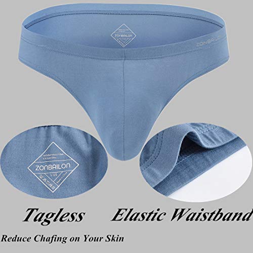 Zonbailon Mens Sexy Brief Underwear Pack (Black Blue Grey) Bamboo Breathable Soft Bulge Pouch Low Rise Briefs For Men Medium Size 32"-34" #TOP2