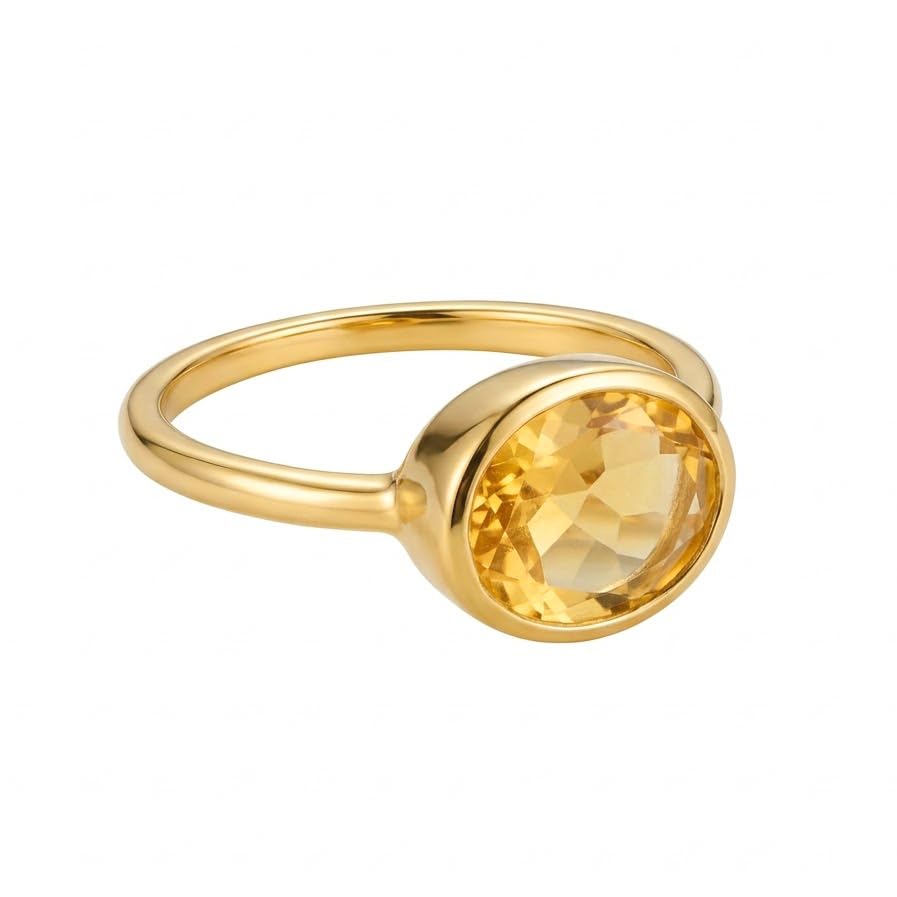 Citrine Quartz Oval Ring &bull; Handmade Stackable Ring for Women &bull; Sterling Silver or Gold Vermeil...
