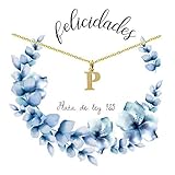  Colgante letra P dorado Plata de Ley 925 - Collar letra P dorado