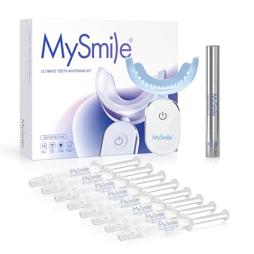 MySmile Deluxe 10 Min Teeth Whitening Kit with 28 LED Light,8Pcs 35% Carbamide Peroxide Teeth Whitening Gel, Helps Remove Years of Stains from Coffee, Soda, Wines, Smoking, Food