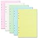 Gefüttertes Nachfüllpapier, 200 farbige Seiten mit Lineal für nachfüllbaren 6 Ring Binder Notebook Journal planer Organizer Einsatz A5, 120 GSM dickes Loseblattpapier