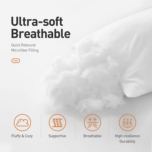 Acanva Throw Pillow Insert Premium Stuffer Sham Square Form for Decorative Cushion Bed Couch Sofa Chair, 22x22(1 Count), White - Thumbnail 3