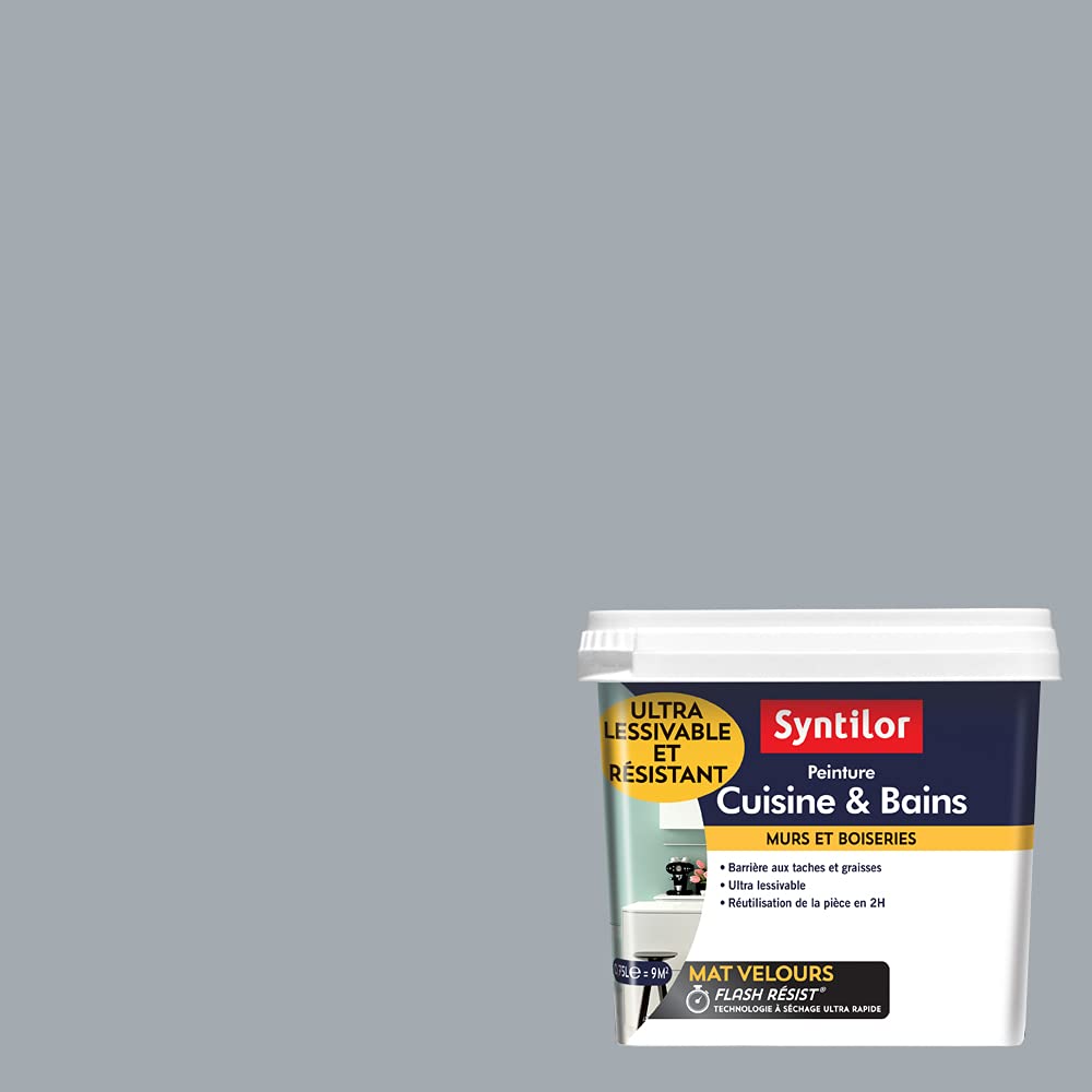 Syntilor - Peinture Murale Cuisine & Bains Gris Galet 0,​75L