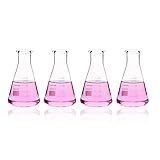 Labvida Shot Glass Set, 4pcs of Narrow Mouth Glass Erlenmeyer Flasks, Vol.50ml, 3.3 Borocilicate with Printed Graduation, LVC001