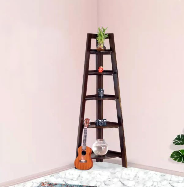 Saini Brothers Corner Sheesham Wooden Bookshelf, Corner Stand Amazon