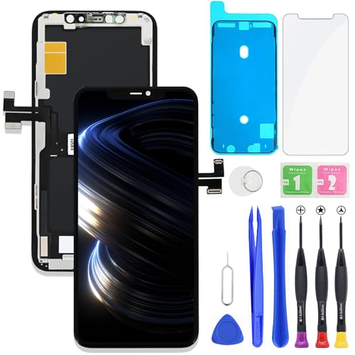 HXAQGP for iPhone 11 Pro LCD Display FHD Screen Replacement 3D Touch Digitizer Frame Full Assembly with Repair Tools Kit for 5.8 inch A2215 A2160 A2217+Waterproof Adhesive+Screen Protector