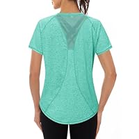 Gyabnw Camiseta Deportiva para Mujer, Camiseta de Manga Corta, Camiseta de Entrenamiento, Rápido Camisetas de Malla Mujer Yoga Fitness Top Ropa Deportiva Entrenamiento Atlético