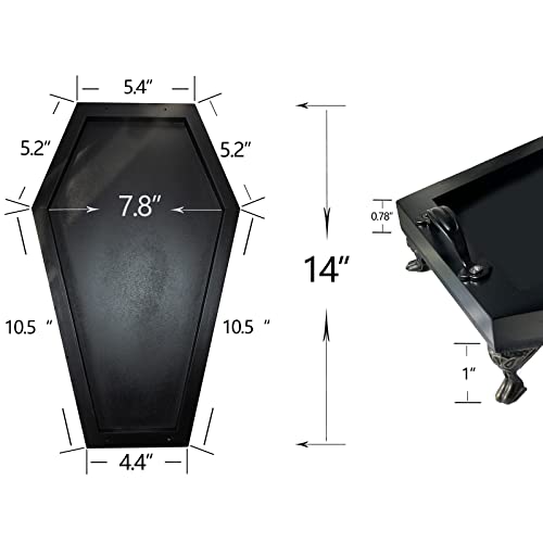 Large Coffin Tray, Lijepna Bamboo Gothic Decor For Home, Tray For Essential Oil, Crystal, Jewelry, Skull Mugs, Candles,Halloween Decor,Spooky Decorative Tray, Goth Room Decor, Black Wooden Tray Decor #TOP1