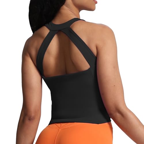 Aoxjox Crop Tops for Women Mid-Length Longline Workout Sports Kennedy Training Tank