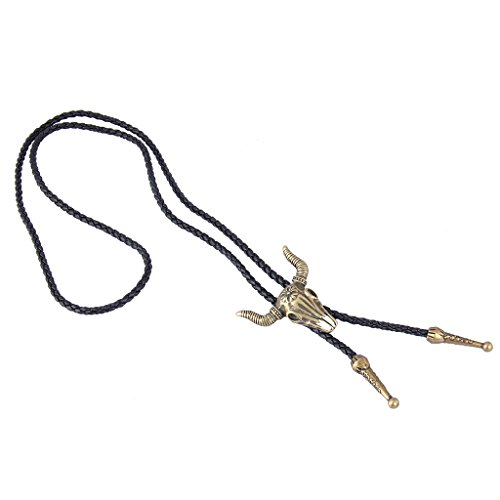 Image of Jeilwiy Bolo Tie for Men Western Cowboy Tie Necklace Gold Bolo Tie Leather Necktie Halloween Tie Accessories for Women