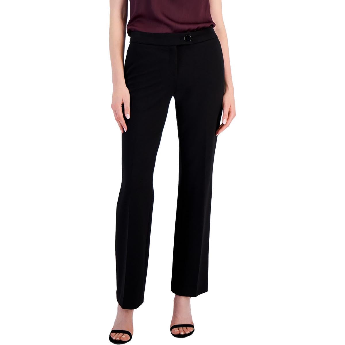 Anne Klein Womens Fly Front Ext Tab Button Trouser