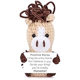 JoycuFF Mini Horse Positive Crochet Animal Emotional Cheer Up Support Message Birthday Gifts for Women Her Daughter Friend Teen Girl Handmade Crochet Horse