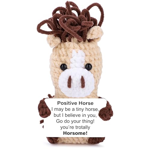 JoycuFF Mini Horse Positive Crochet Animal Emotional Cheer Up Support Message Birthday...