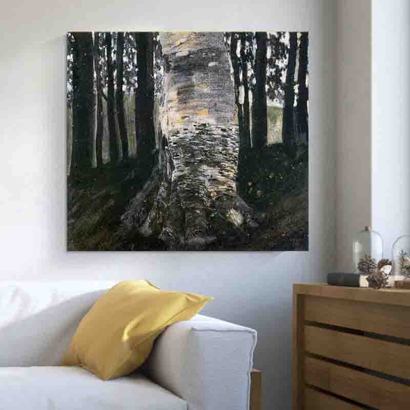 Amazon｜グスタフ・クリムト《森の中の白樺》 インテリア絵画 部屋装飾