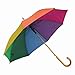 Preiswert&Gut Regenschirm Automatik Stockschirm Bunt Ø103cm – Regenbogen Schirm mit Holztips, Rundhakengriff und Metallspeichen – Robuste Stockregenschirm Polyester-Bespannung Regenschirme
