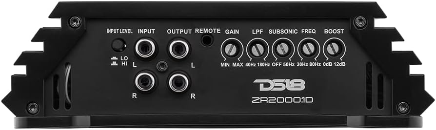 DS18 ZR2000.1D Car Amplifier 1-Channel Digital Class D Subwoofer Monoblock Amp 6000 Watts Max Wattage at 1-Ohm - Adjustable Low Pass & Subsonic Filters with Bass Boost - Remote BASS Knob Included