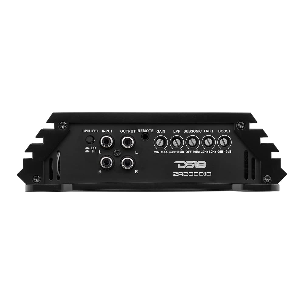 DS18 ZR2000.1D 1-Channel Class D Monoblock Amplifier – 2000W RMS @ 1 Ohm, 6000W Peak | Subwoofer Audio Amp with LPF, Subsonic Filter, Bass Knob & LED Indicators (Renewed)