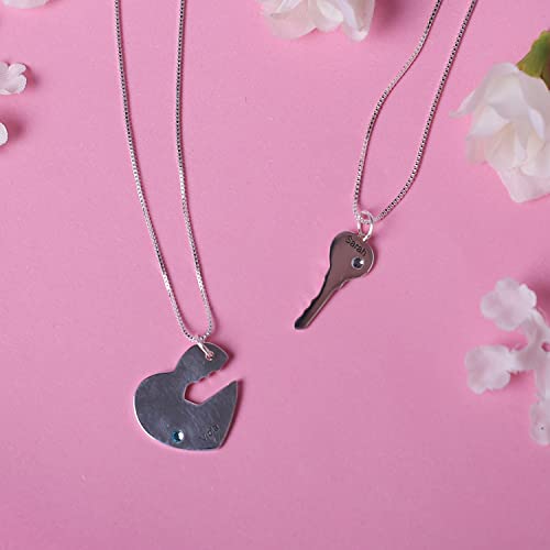 Key to My Heart Matching Necklace for Couples 2 Bestfriend Sister Birthstone Necklaces Boyfriend Girlfriend Relationship Custom Best Friend Friendship Bff Chain Him Her Engagement Wedding4