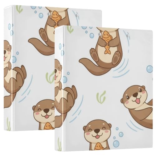 Classeur 3 anneaux de bureau blanc à poches motif loutre