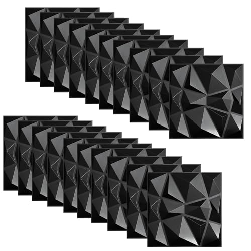 20 pezzi Pannelli Decorativi Per Pareti, Pannelli Adesivi per Pareti, Adesivi Murali 3d, Carta Parati Adesiva Muro, Carta da Parati Adesiva, Pannello Finto Mattone, Finta Pietra per Interni (Nero)