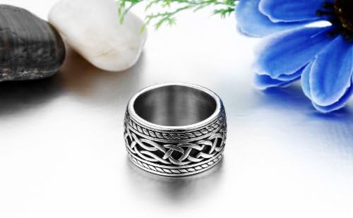 JewelryWe Sieraden 14.3mm Breedte Biker Roestvrij Staal Ring Duim Ring Punk Rock Stijl Mannen Kleur Zilver Maat 52 tot 65, roestvrij staal, Geen edelsteen