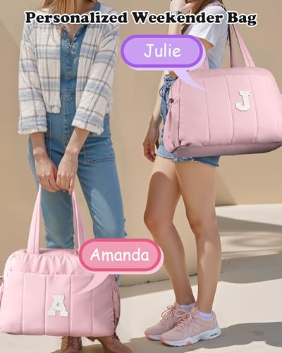 Friend Birthday Women Gift, Initial Duffel Bag, Personalized Woman Weekender Bag, Monogram Overnight Bag for Her, Girls Travel Bag with Makeup Bag, Friend Graduation Gift (Letter K) - Image 3