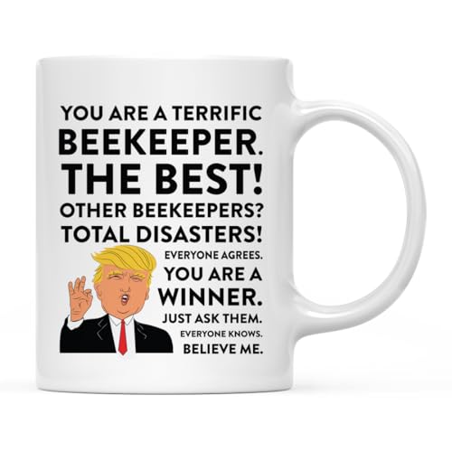 Andaz Press 11oz. Funny President Trump Coffee Mug Gag Gift Beekeeper 1-Pack Includes Gift Box Beekeeper Mug For Christmas Birthday Novelty Drinking Cup Gift Ideas Beekeeper Mug