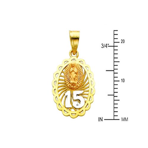 The World Jewelry Center 14k Real Tri Color Gold 15 A?os Pendant with 1.5mm Diamond Cut Chain Necklace3