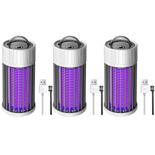 dissot 3X Lámpara de Mosquitos, USB Electric Bug Zapper 360 ° UV Fly Zapper, Luz Portátil para Matar Insectos Interior Y Exterior para Dormitorio Hotel