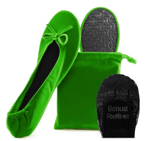 Image of Velvet Foldable Flats for Women, Portable Ballet Shoes for Travel & Events
