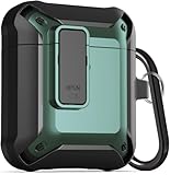 Wonjury Upgraded Armor Secure Lock Airpod Case for Men Lock Earpods Case Shockproof Protective Case for Apple AirPod 2&1 Wireless Cases Women (Black/Green)