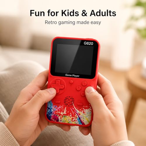 Image of Retro Video Game Console 520 in 1 for Kids & Adults, Rechargeable Handheld Gaming Controller, AV TV Output, Built-in Classic Games, Portable, Gift for Boys & Girls, Random Colour (G620)