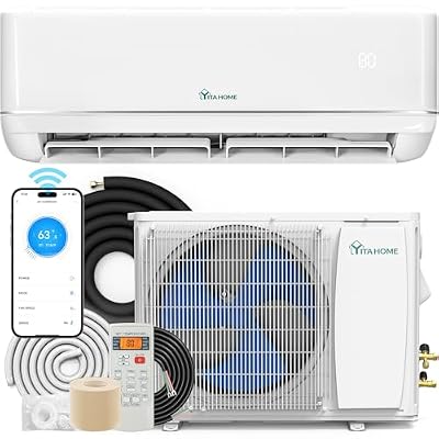 YITAHOME 18000 BTU Mini Split AC/Heating System, WiFi Enabled 21 SEER2 208-230V Inverter Pre-charged AC Compatible with Alexa, Cool Up to 1250 Sq. Ft, Complete Installation Kit, 1.5 Ton