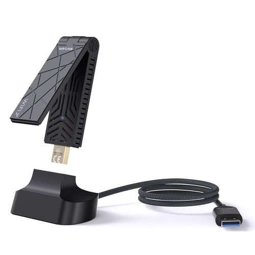 USB WiFi Adapter for Desktop PC Laptop, WAVLINK WiFi 7 BE6500 Tri-Band Wireless Network Adapter, New 6GHz Band Support, Up to 6452Mbps, WPA3, 4K-QAM, MU-MIMO, OFDMA, MLO & Multi-RU, Windows 11/10 Only
