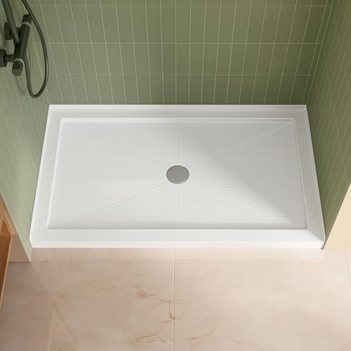 Image of DeerValley 54 inchL x 32 inchW Center Drain Shower Base in White