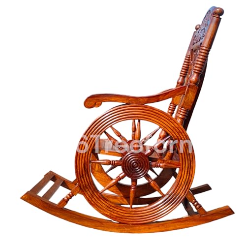 Image of Handmade Wooden Rocking Chair for Adults for Home Office Bedroom Living Room Engraved Carving Hancrafted Chair for Reading /Relaxing