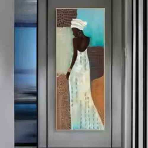 Art mural africain vintage en toile de 70x210 cm sans cadre pour salon