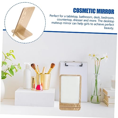 Espejo de maquillaje de madera para tocador 1pc miniatura 3