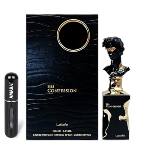 Perfume His Confession Original 100ML, Perfume Árabe para Hombre de Larga Duración, Eau Da Parfum, Incluye Atomizador 5ML, Notas de Vainilla, Ámbar, Pachulí y tonka beans (His Confession)