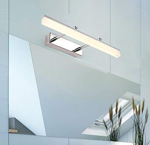 Lámpara Delantera de Espejo 12W ajustable con luz fría 6000K y elegante acabado en plata