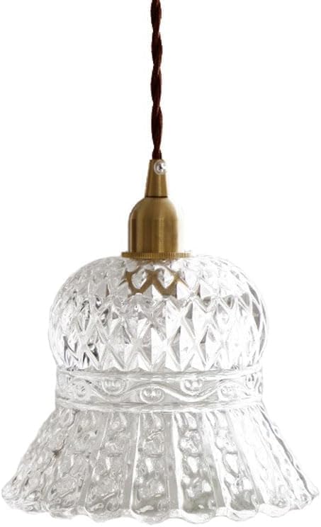 Suspension en verre transparent E27 et laiton style scandinave